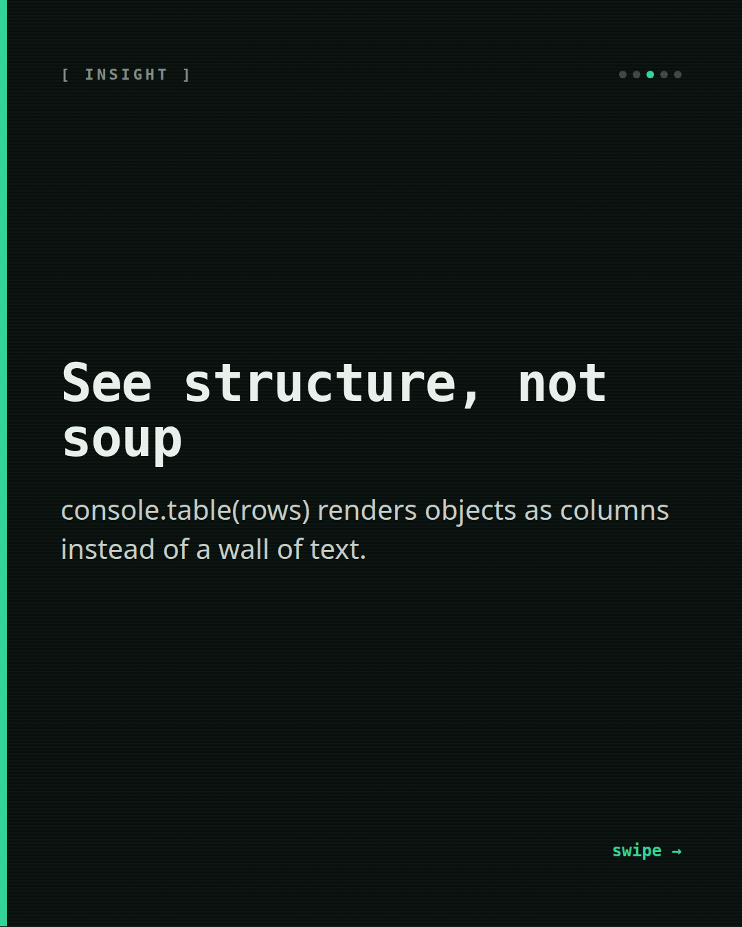 console.log is not debugging — slide 3 of 5