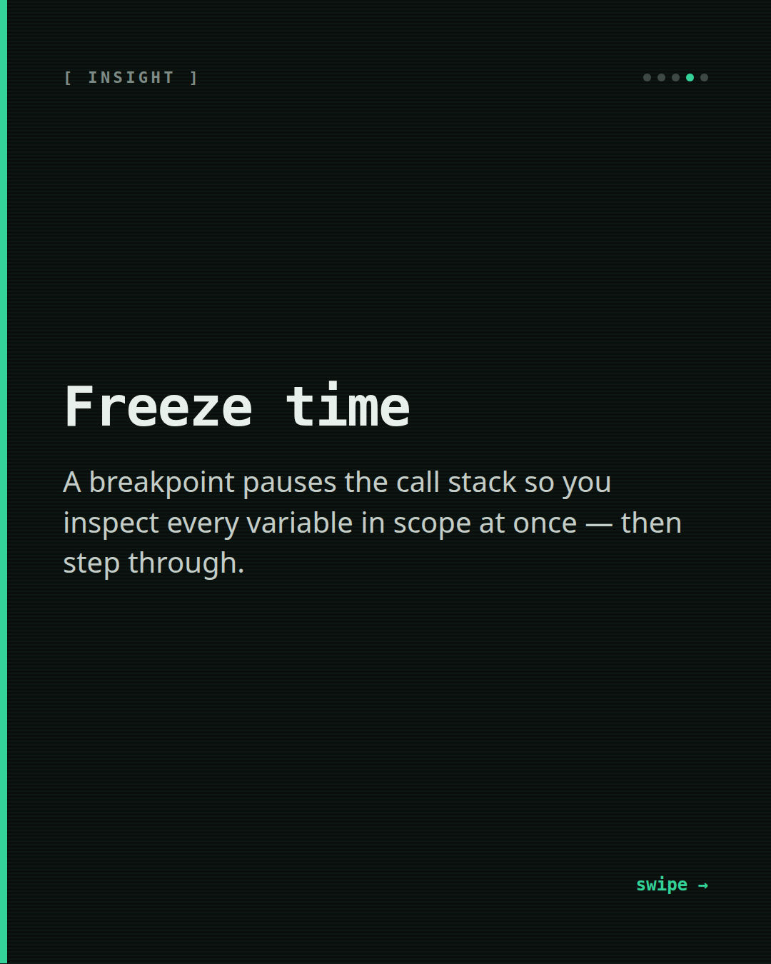 console.log is not debugging — slide 4 of 5
